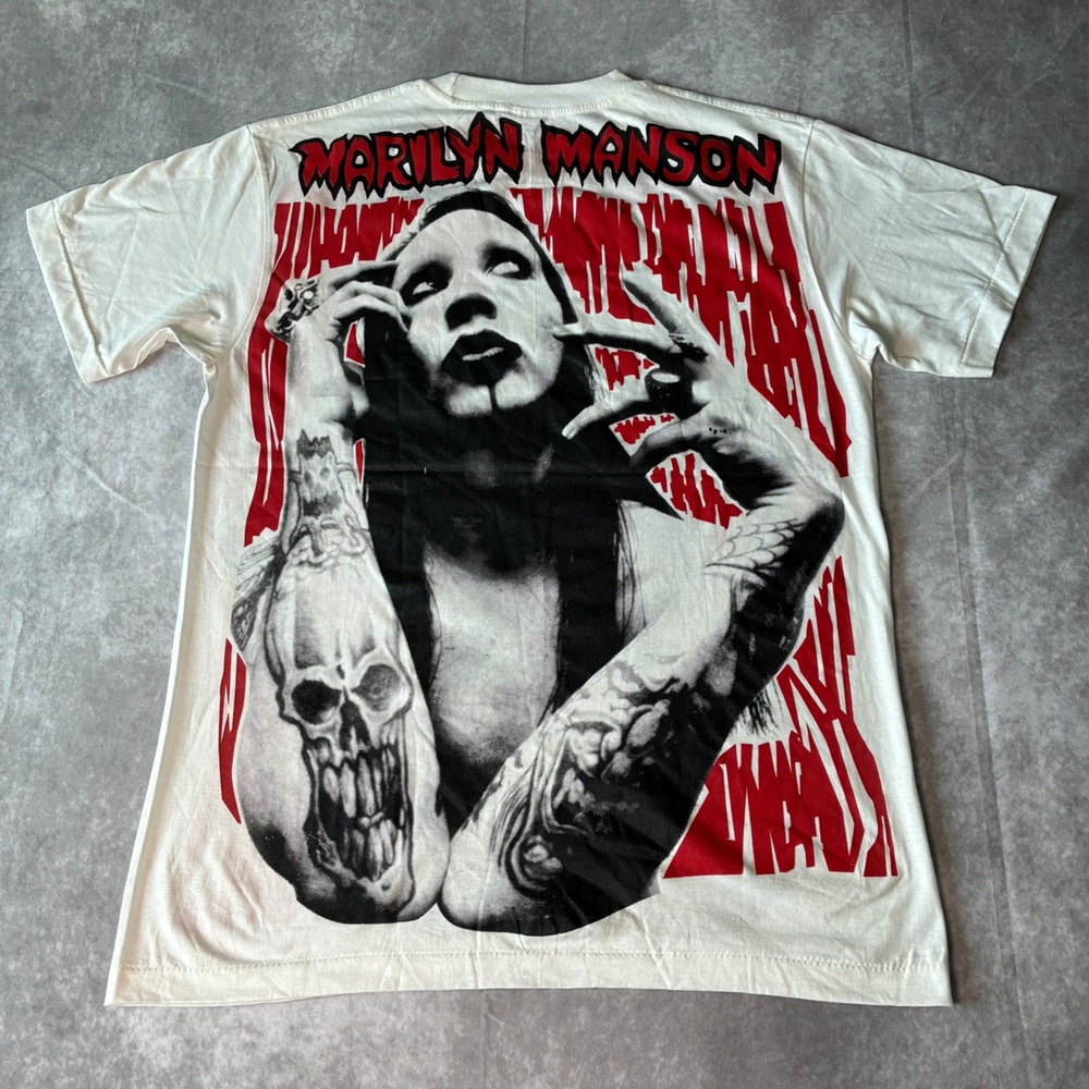 Marilyn Manson AOP T-Shirt XL Graphic Band Tee Modern Reprint Single Stitch - Picture 2 of 6